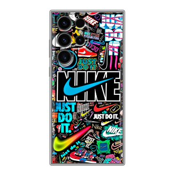 Силиконовый чехол на Samsung Galaxy S24 Ultra с принтом найк nike черный