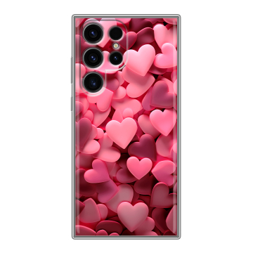 Силиконовый чехол на Samsung Galaxy S24 Ultra с принтом розовые сердечки Силиконовый чехол на Samsung Galaxy S24 Ultra с принтом розовые сердечки