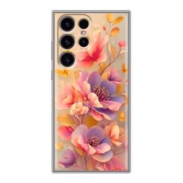 Силиконовый чехол на Samsung Galaxy S24 Ultra с принтом Цветы и бабочки
