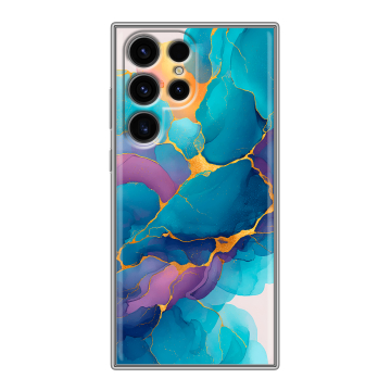 Силиконовый чехол на Samsung Galaxy S24 Ultra с принтом Мрамор блестки