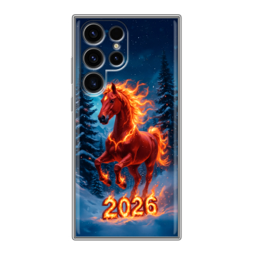 Силиконовый чехол на Samsung Galaxy S24 Ultra с принтом Новый год коня