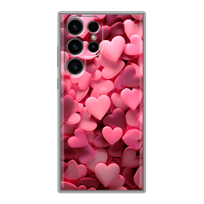 Силиконовый чехол на Samsung Galaxy S24 Ultra с принтом розовые сердечки Силиконовый чехол на Samsung Galaxy S24 Ultra с принтом розовые сердечки