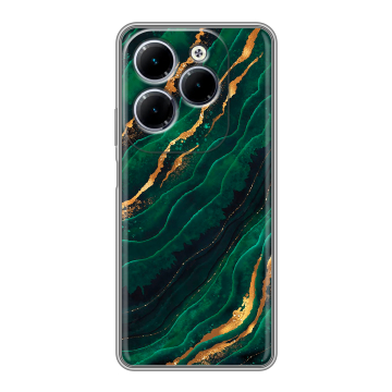Силиконовый чехол на Infinix Hot 40 с принтом Мрамор зеленое золото