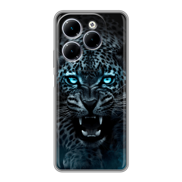 Силиконовый чехол на Infinix Hot 40 с принтом Темный леопард