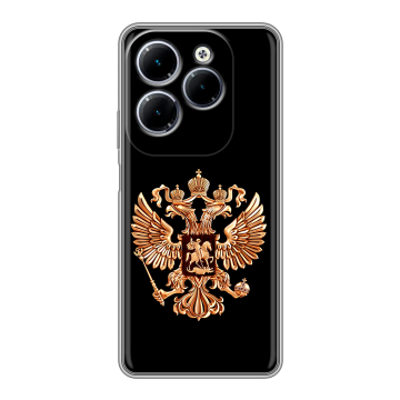 Силиконовый чехол на Infinix Hot 40 с принтом Герб России золотой