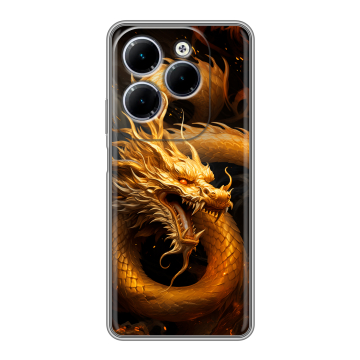 Силиконовый чехол на Infinix Hot 40 с принтом Золотой дракон