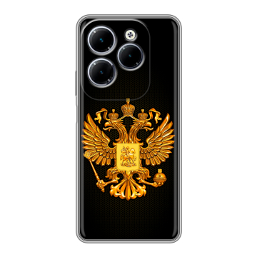 Силиконовый чехол на Infinix Hot 40 с принтом Герб России желтый Силиконовый чехол на Infinix Hot 40 с принтом Герб России желтый