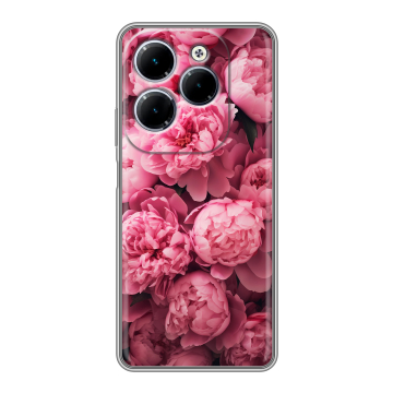 Силиконовый чехол на Infinix Hot 40 с принтом цветы пионы Силиконовый чехол на Infinix Hot 40 с принтом цветы пионы