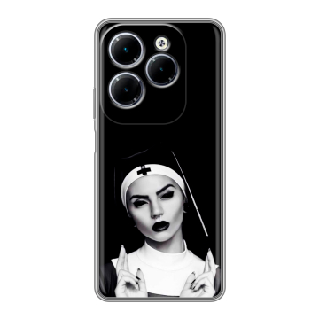 Силиконовый чехол на Infinix Hot 40 с принтом монашка Силиконовый чехол на Infinix Hot 40 с принтом монашка