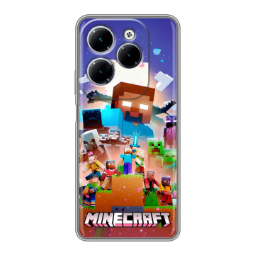 Силиконовый чехол на Infinix Hot 40 с принтом Майнкрафт Minecraft