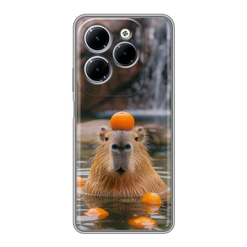 Силиконовый чехол на Infinix Hot 40 с принтом Капибара с апельсином Силиконовый чехол на Infinix Hot 40 с принтом Капибара с апельсином