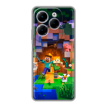 Силиконовый чехол на Infinix Hot 40 с принтом Майнкрафт Minecraft