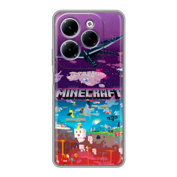 Силиконовый чехол на Infinix Hot 40 с принтом Майнкрафт Minecraft Силиконовый чехол на Infinix Hot 40 с принтом Майнкрафт Minecraft