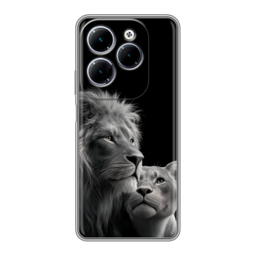Силиконовый чехол на Infinix Hot 40 с принтом Лев кошки