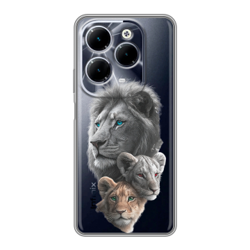 Силиконовый чехол на Infinix Hot 40 с принтом Львы