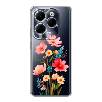 Силиконовый чехол на Infinix Hot 40 с принтом Цветы