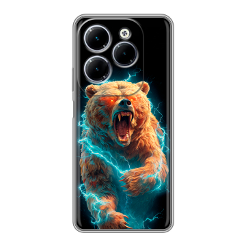 Силиконовый чехол на Infinix Hot 40 с принтом Медведь