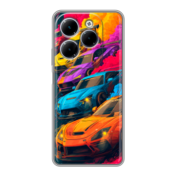 Силиконовый чехол на Infinix Hot 40 с принтом Тачки