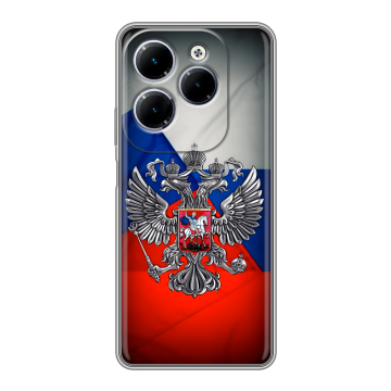Силиконовый чехол на Infinix Hot 40 с принтом Флаг России Силиконовый чехол на Infinix Hot 40 с принтом Флаг России