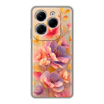 Силиконовый чехол на Infinix Hot 40 с принтом Цветы и бабочки