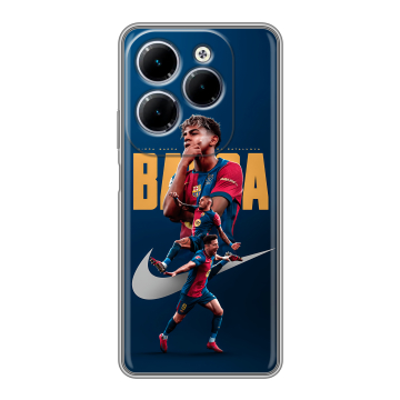 Силиконовый чехол на Infinix Hot 40 с принтом Барселона Barca Yamal Силиконовый чехол на Infinix Hot 40 с принтом Барселона Barca Yamal