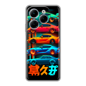 Силиконовый чехол на Infinix Hot 40 с принтом машины тачки