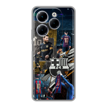 Силиконовый чехол на Infinix Hot 40 с принтом Messi Barcelona Силиконовый чехол на Infinix Hot 40 с принтом Messi Barcelona