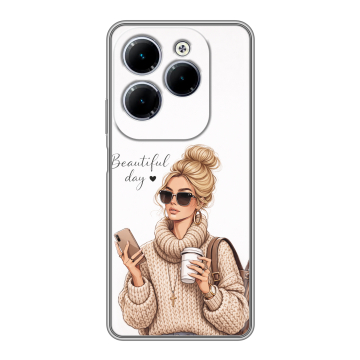 Силиконовый чехол на Infinix Hot 40 с принтом женский Силиконовый чехол на Infinix Hot 40 с принтом женский