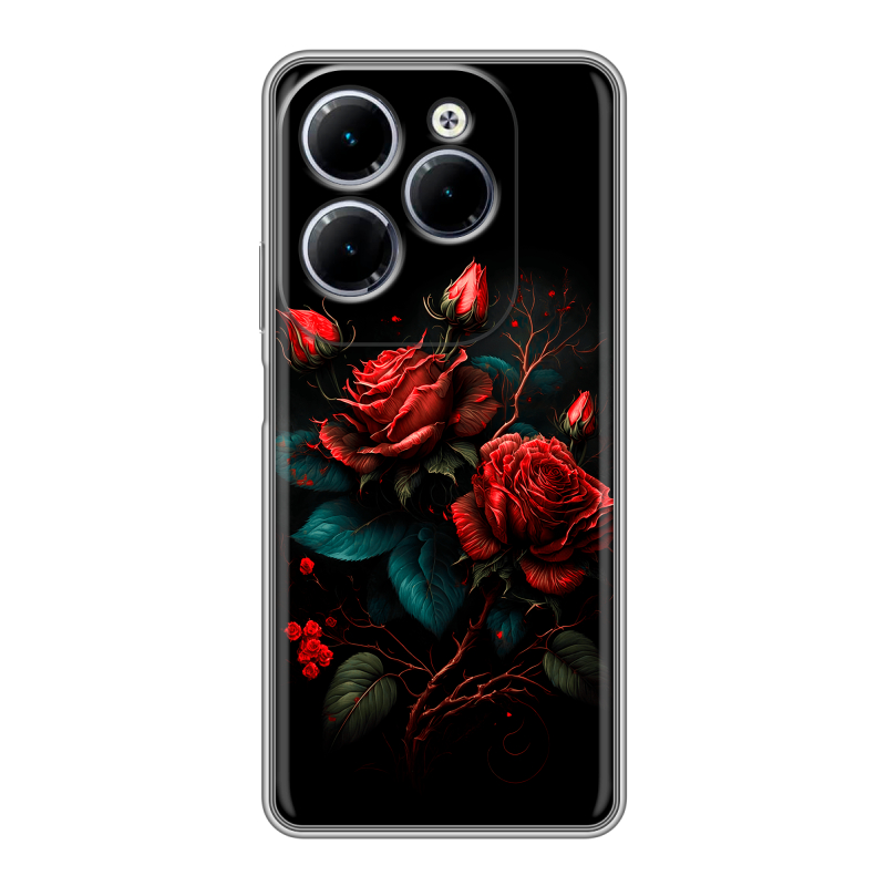 Силиконовый чехол на Infinix Hot 40 с принтом Розы красные Силиконовый чехол на Infinix Hot 40 с принтом Розы красные