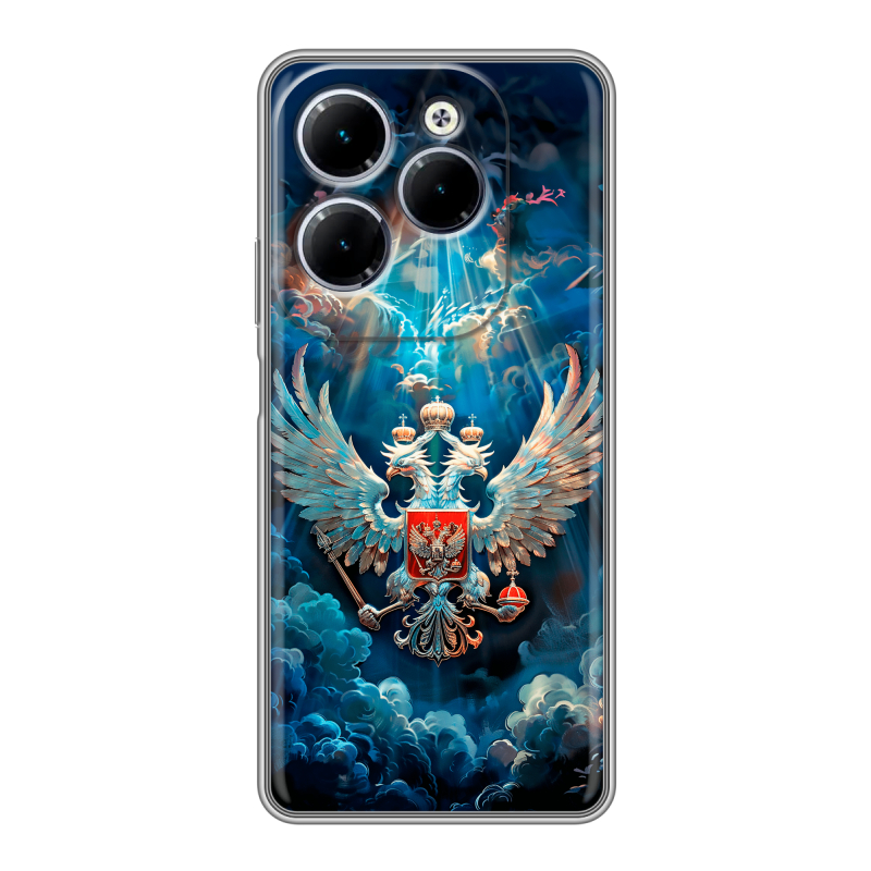 Силиконовый чехол на Infinix Hot 40 с принтом Герб флаг России Силиконовый чехол на Infinix Hot 40 с принтом Герб флаг России