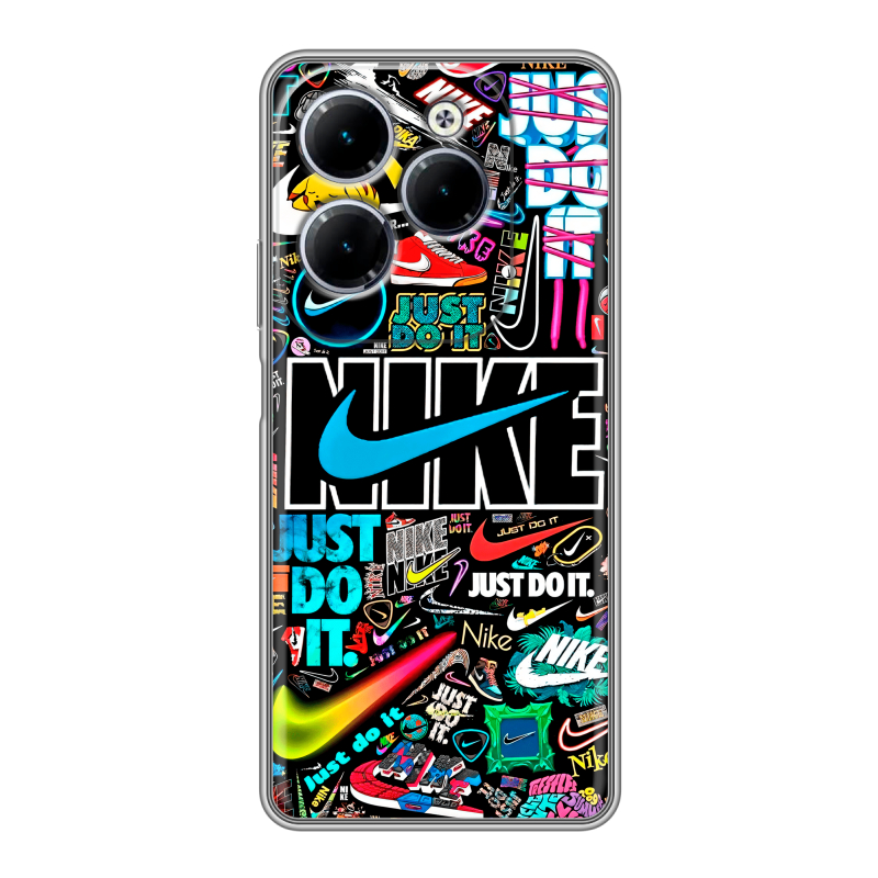 Силиконовый чехол на Infinix Hot 40 с принтом найк nike черный Силиконовый чехол на Infinix Hot 40 с принтом найк nike черный