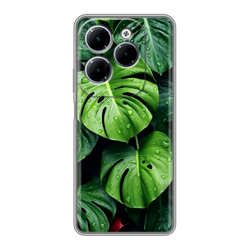 Силиконовый чехол на Infinix Hot 40 с принтом Листья Силиконовый чехол на Infinix Hot 40 с принтом Листья