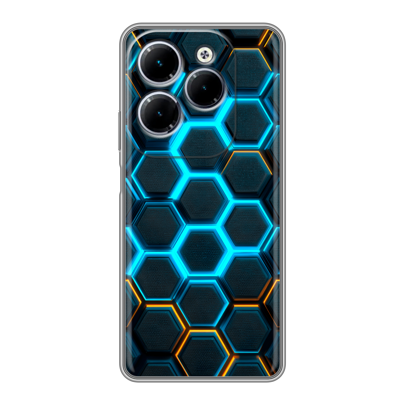 Силиконовый чехол на Infinix Hot 40 с принтом Неоновые соты Силиконовый чехол на Infinix Hot 40 с принтом Неоновые соты