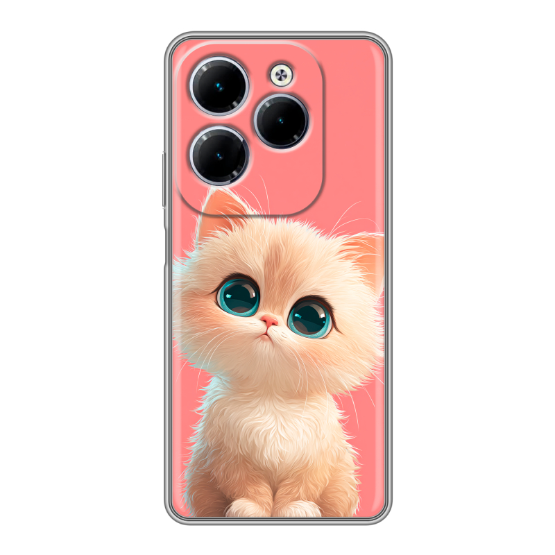 Силиконовый чехол на Infinix Hot 40 с принтом Розовый котенок Силиконовый чехол на Infinix Hot 40 с принтом Розовый котенок
