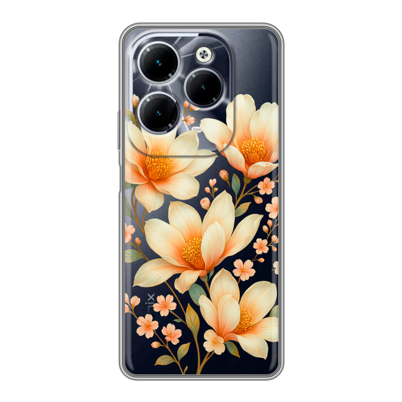 Силиконовый чехол на Infinix Hot 40 с принтом Цветы Силиконовый чехол на Infinix Hot 40 с принтом Цветы