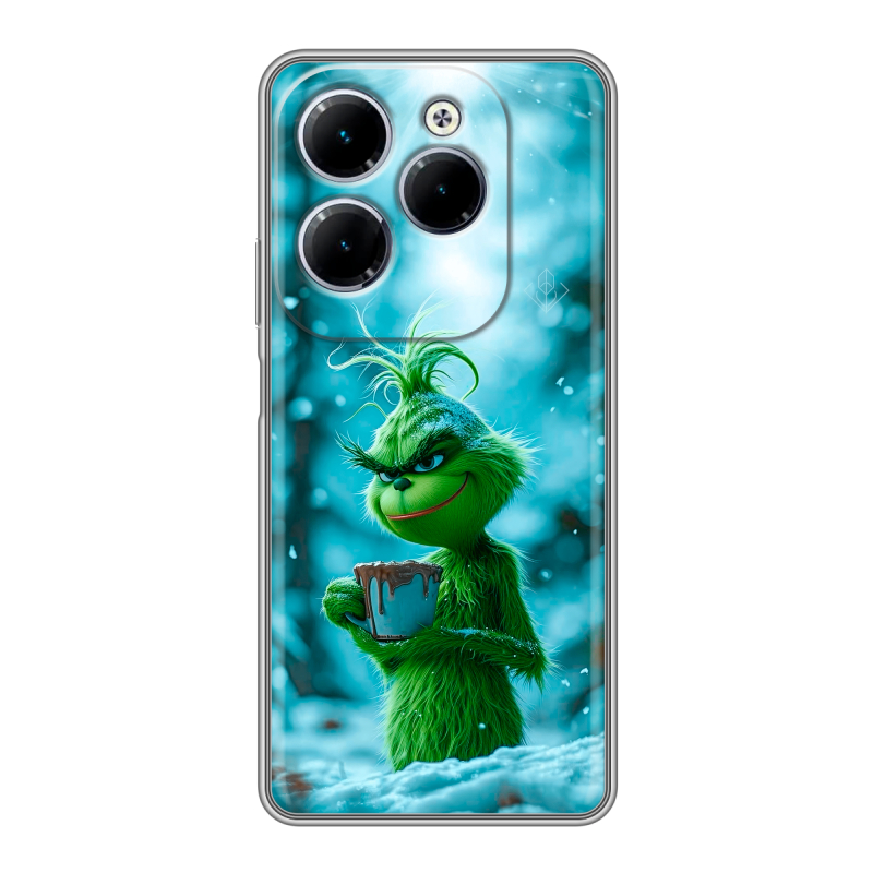 Силиконовый чехол на Infinix Hot 40 с принтом Новый год гринч Силиконовый чехол на Infinix Hot 40 с принтом Новый год гринч