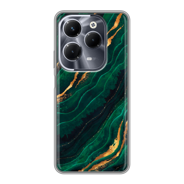 Силиконовый чехол на Infinix Hot 40 Pro с принтом Мрамор зеленое золото