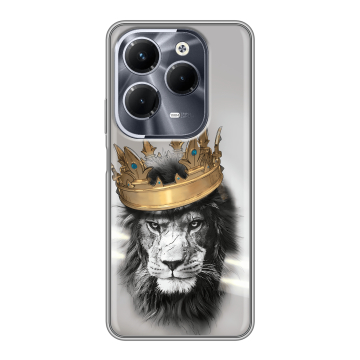 Силиконовый чехол на Infinix Hot 40 Pro с принтом Лев с короной
