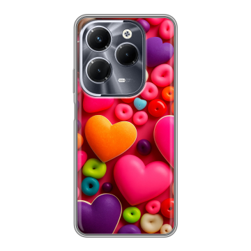 Силиконовый чехол на Infinix Hot 40 Pro с принтом Сердечки