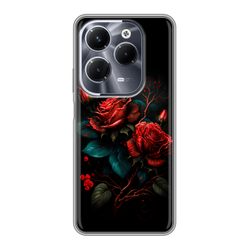 Силиконовый чехол на Infinix Hot 40 Pro с принтом Розы красные Силиконовый чехол на Infinix Hot 40 Pro с принтом Розы красные