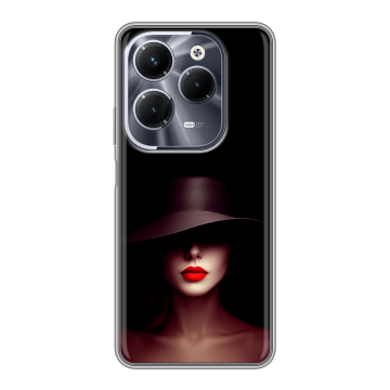 Силиконовый чехол на Infinix Hot 40 Pro с принтом Девушка в шляпе Силиконовый чехол на Infinix Hot 40 Pro с принтом Девушка в шляпе