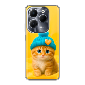 Силиконовый чехол на Infinix Hot 40 Pro с принтом Котенок в шапке Силиконовый чехол на Infinix Hot 40 Pro с принтом Котенок в шапке