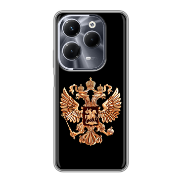 Силиконовый чехол на Infinix Hot 40 Pro с принтом Герб России золотой