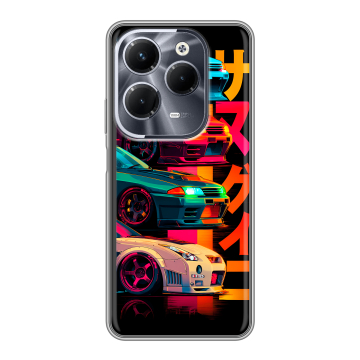 Силиконовый чехол на Infinix Hot 40 Pro с принтом Гоночные машины Силиконовый чехол на Infinix Hot 40 Pro с принтом Гоночные машины