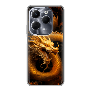 Силиконовый чехол на Infinix Hot 40 Pro с принтом Золотой дракон