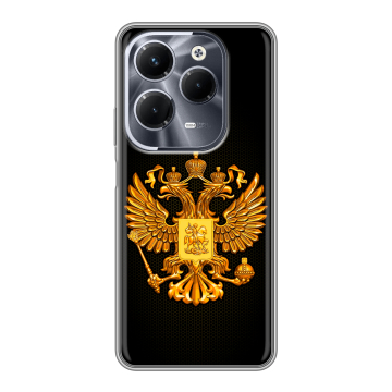 Силиконовый чехол на Infinix Hot 40 Pro с принтом Герб России желтый Силиконовый чехол на Infinix Hot 40 Pro с принтом Герб России желтый
