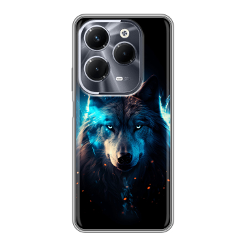 Силиконовый чехол на Infinix Hot 40 Pro с принтом Волк ночной Силиконовый чехол на Infinix Hot 40 Pro с принтом Волк ночной