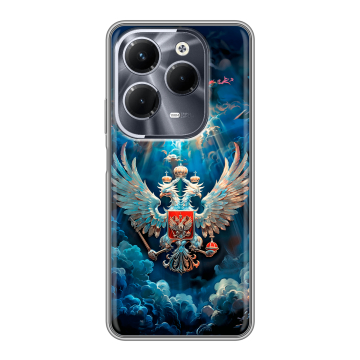 Силиконовый чехол на Infinix Hot 40 Pro с принтом Герб флаг России Силиконовый чехол на Infinix Hot 40 Pro с принтом Герб флаг России