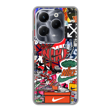 Силиконовый чехол на Infinix Hot 40 Pro с принтом Найк Nike яркий Силиконовый чехол на Infinix Hot 40 Pro с принтом Найк Nike яркий