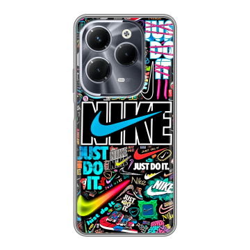 Силиконовый чехол на Infinix Hot 40 Pro с принтом найк nike черный